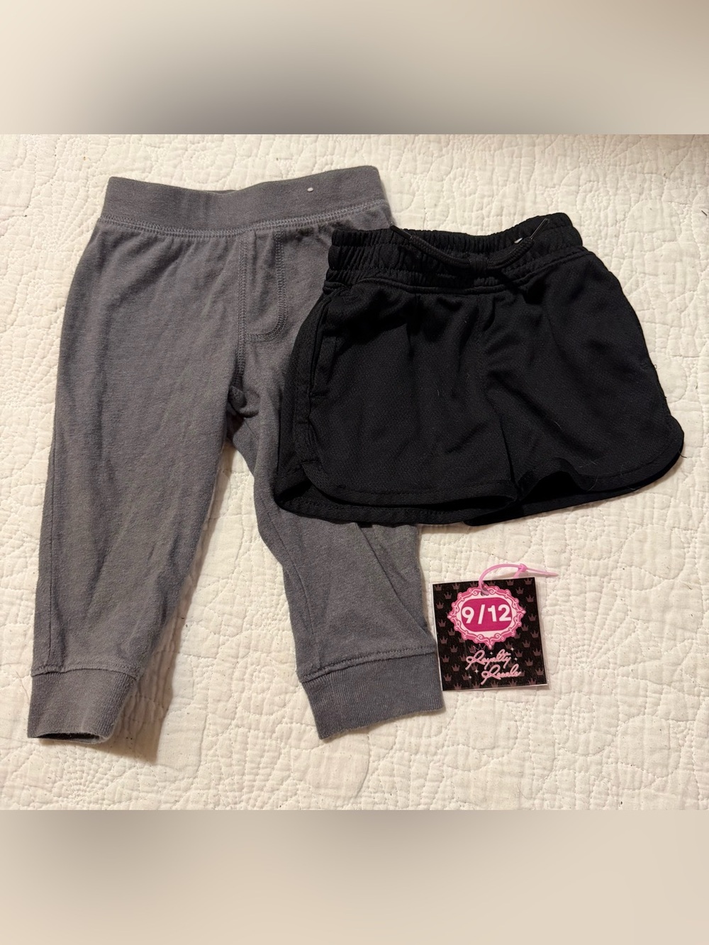 Kids Gray Leggings and Black Athletic Shorts Set